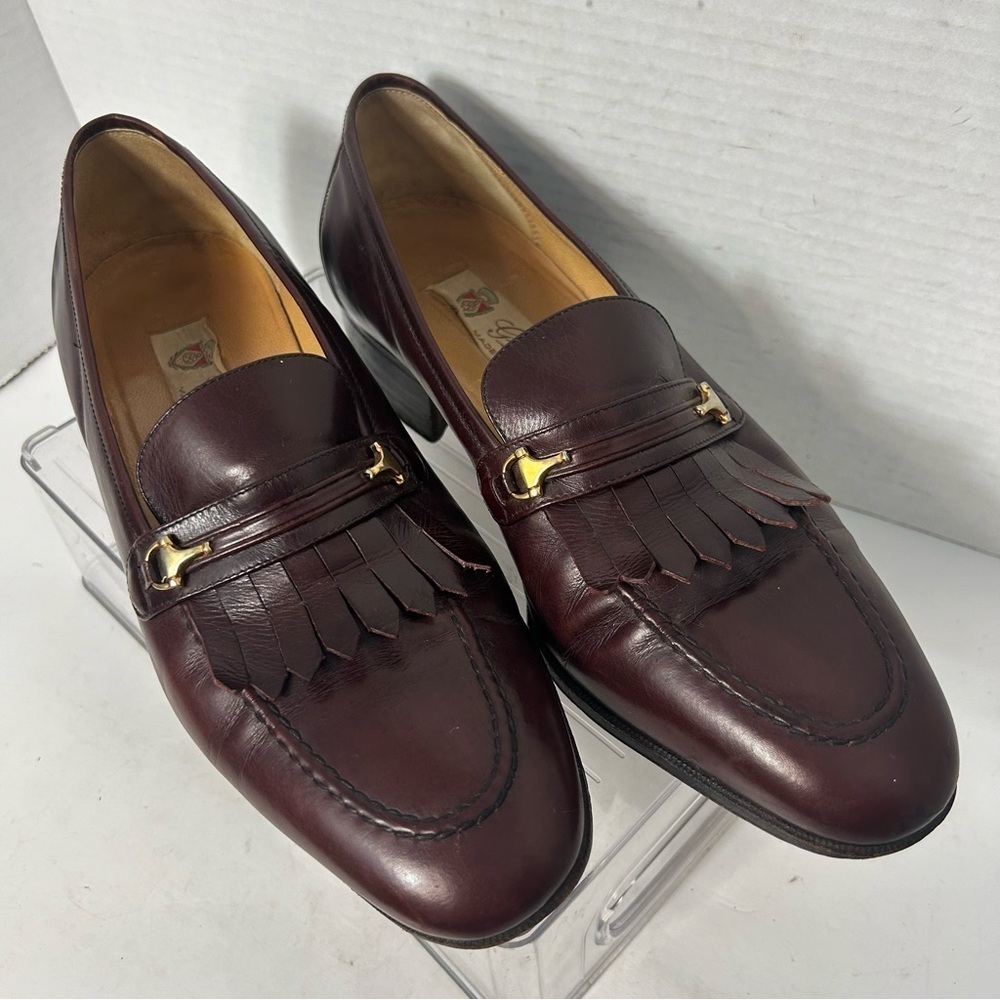 GUCCI Authentic Men’s Loafer Fringe Oxblood Made in Italy 41 US 9.5 US Horsebit - Picture 1 of 14